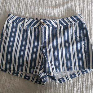Blue and White Striped Shorts